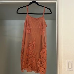 MUMU Peach Lace Dress